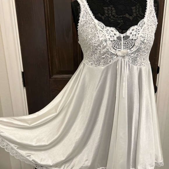 VTG Intimate Attitudes Bridal White Sheer Slip Lingerie Dress Whimsical 1X Curve - Picture 5 of 9